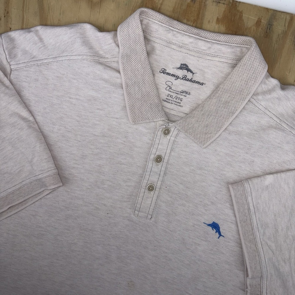 Tommy Bahama Island Zone Emfielder Beige Polo Shirt XXL 2XL